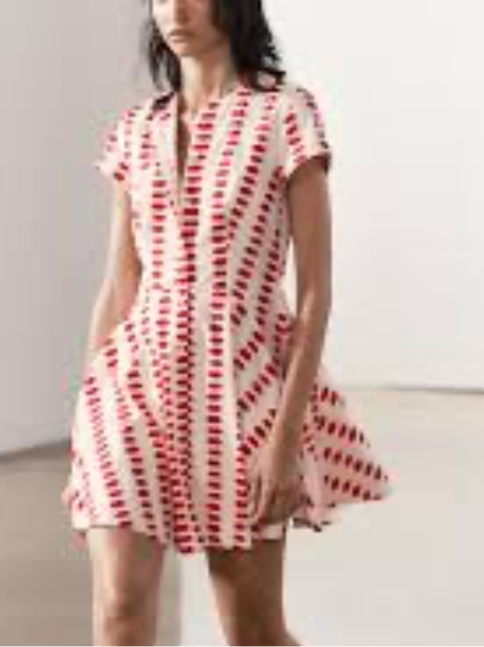 NWT Zara Cream Mini Dress with Red Dot Print size small